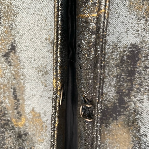 Cold water Creek women’s size L , open blue, black and yellow Jacquard Jacket - Picture 5 of 6